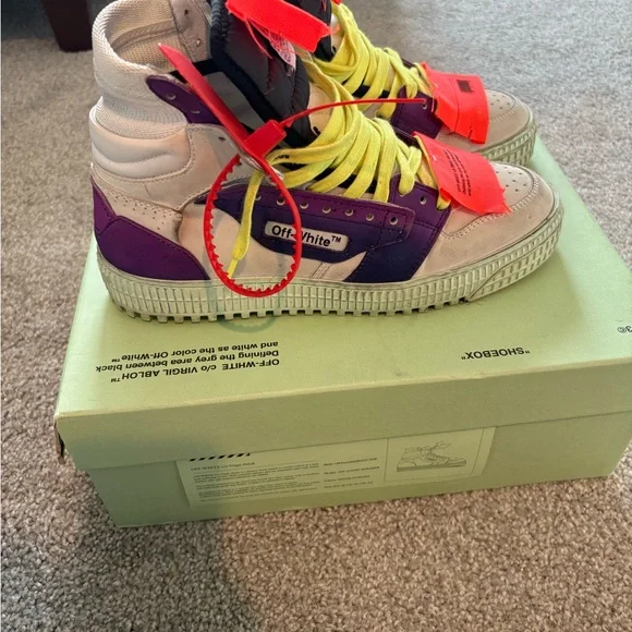 Off-White Shoes Offwhite Purple And Yellow Hightop Sneakers
